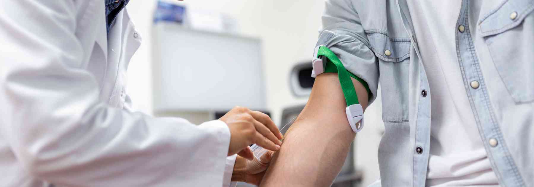 male patient at blood test appointment