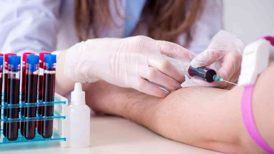 close-up of person receiving blood test